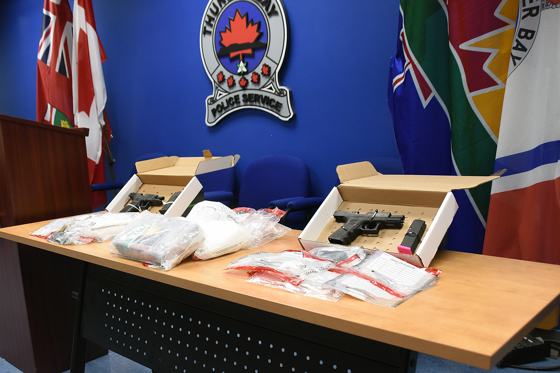 Items seized as a result of drug trafficking investigations are displayed.