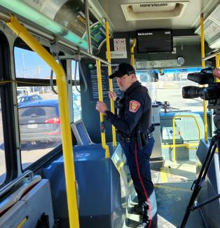 media handout - officer on bus